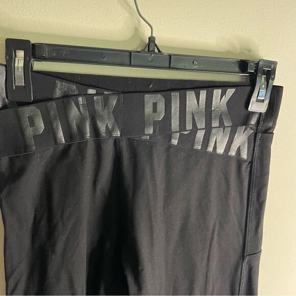 PINK Victoria's Secret Pants - Victoria’s Secret Pink Black Logo Crossover Waist Ultimate Leggings- Size Small